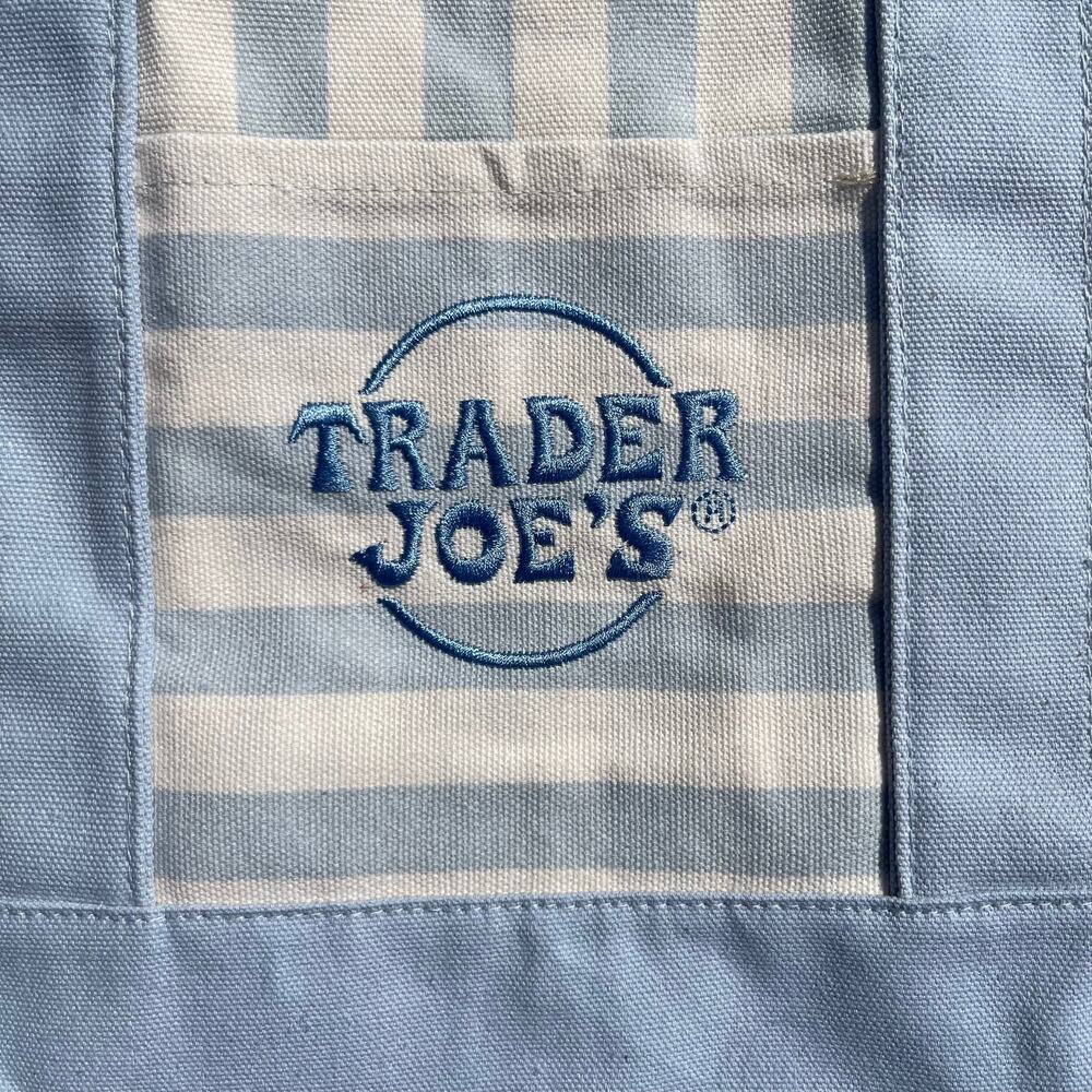 Set of 4! Trader Joe’s Canvas MINI Tote Bags PASTEL STRIPE Blue Green Pink Khaki - Picture 6 of 15